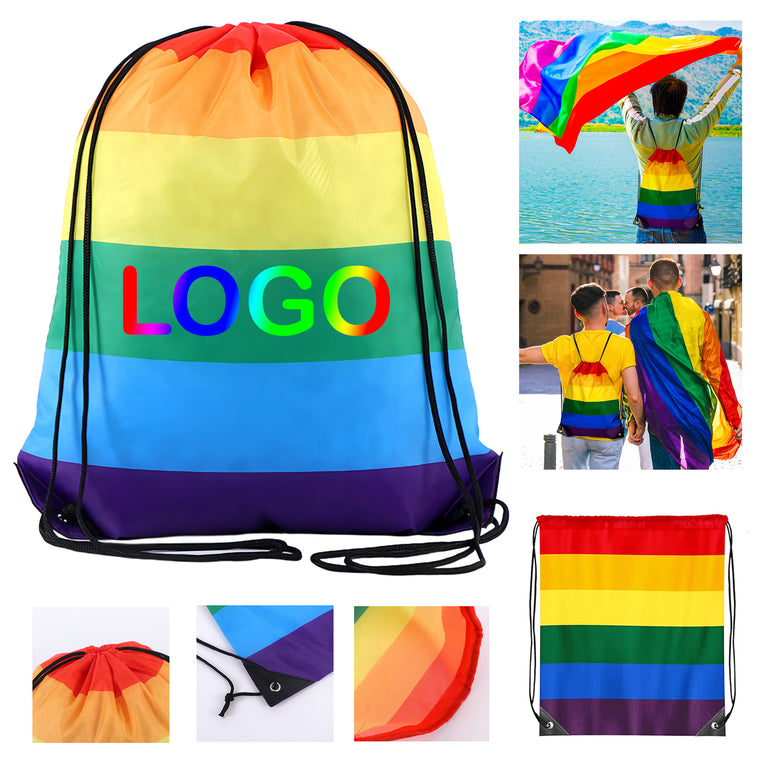 Rainbow Drawstring Backpack