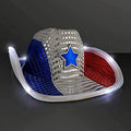 Red White And Blue Sequin Cowboy Hat With Led Brim