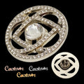 Hollow Out Polished Metal Badge Lapel Pin With Gem Rhinestone
