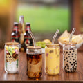 16oz Drinking Glass with Bamboo Lid and Straw