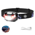 Led Rechargeable Waterproof Headlamp With Red Light