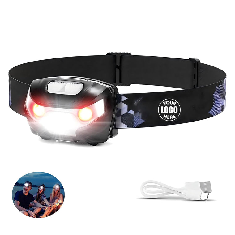 Led Rechargeable Waterproof Headlamp With Red Light