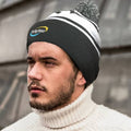 Two Tone Stripe Acrylic Winter Pom Pom Beanie Hat