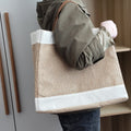 15 ¾″ × 14″ × 7 ¹¹⁄₁₆″ Jute Tote Bag With Waterproof Lining