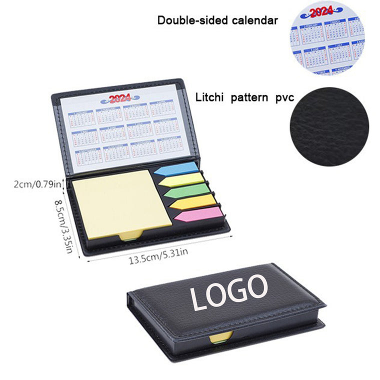PU Leather Note Box With Calendar And Colorful Sticky Notes