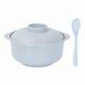Wheat Straw Noodle Bowl With Lid And Spoon Set Of 3