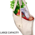 Super Strong Large Canvas Tote Bag With Zipper Pocket