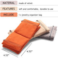 Multi-Compartments Velvet Jewelry Organizer Bag With Zipper