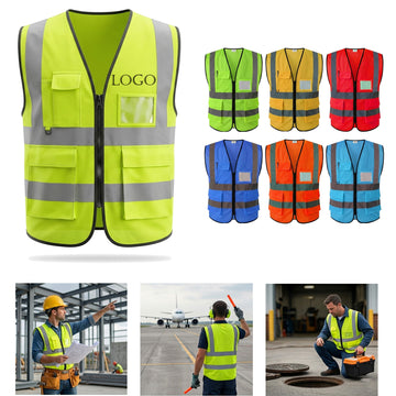 High-Visibility Reflective Safety Vest with Multiple Pockets