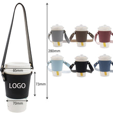 Reusable PU Leather Coffee Cup Sleeve W/ Strap