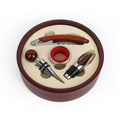 4 - Piece Wine Tool Set in Round Redwood Box