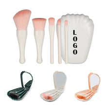 Travel Makeup Brush Set Portable 5 Pcs With Mirror