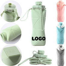 20 Oz. Collapsible Silicone Foldable Water Bottle with Straw