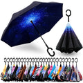 Inverted Reverse Upside Down Umbrella With C-Shape Handle
