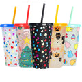 24Oz Color Changing Cold Cups With Straws