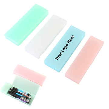 Transparent Frosted Pencil Case with Hinged Lid