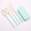 Wheat Straw Foldable Cutlery Set With Case