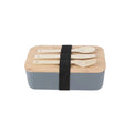 Portable Bento Lunch Box W/Tableware Set Natural Bamboo Lid