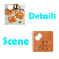 Square Anti-Slip Leather Bottle Opener