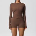 Zip-Up Yoga Jacket with Thumb Holes and Shorts