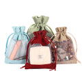 Large Linen Window Drawstring Bag