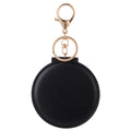 Round Leather Double Sided Makeup Mirror With Keychain