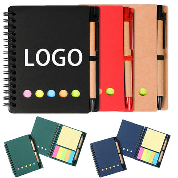 Eco Spiral Notebook With Sticky Pen Set