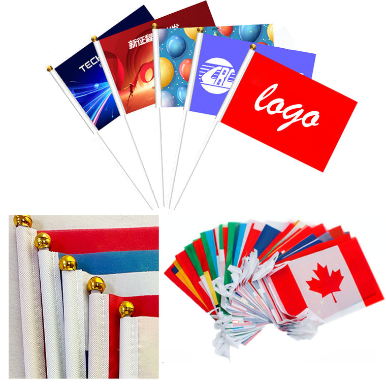 Single Reverse Custom Handheld Flags (12