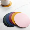 4" Round Pu Leather Coaster