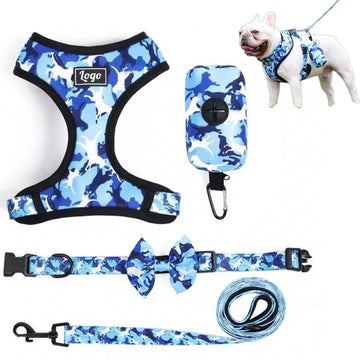 Dog Camo Reflective Harness Leash Set