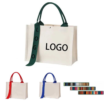 Canvas Bag With Ribbon Design
