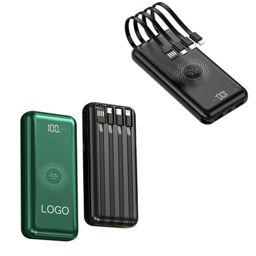 10000Mah Power Bank With Built-In Charging Cables