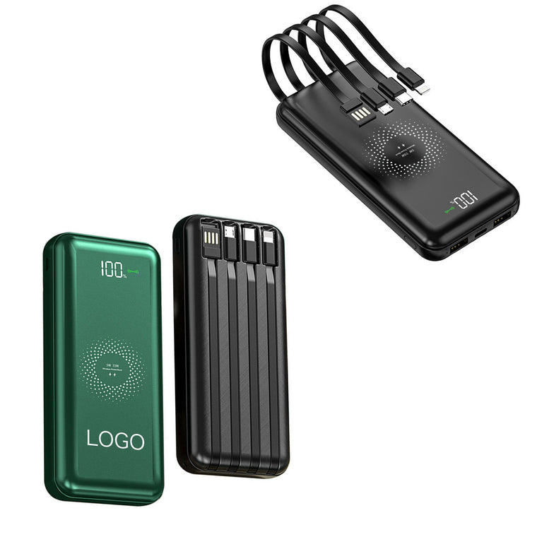 10000Mah Power Bank With Built-In Charging Cables