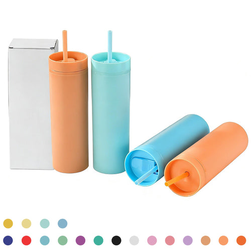 16 Oz Double Layer Plastic Straw Cup