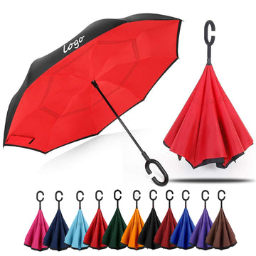 48" Arc Folding Inverted Umbrella With C-Shaped Handle