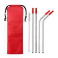 2Pcs Stainless Steel Straws With Silicone Tips And Cleaning Brush