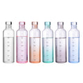Gradient Color Transparent Glass Water Bottle W/ Time Scale