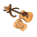 Guitar Shaped Wooden Guitar Pick Storage Box with Stand
