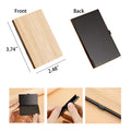 Metal Business Card Case With Wood Grain Flap