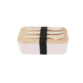 Portable Bento Lunch Box W/Tableware Set Natural Bamboo Lid