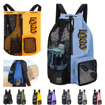 Swim Bag Mesh Drawstring Backpack