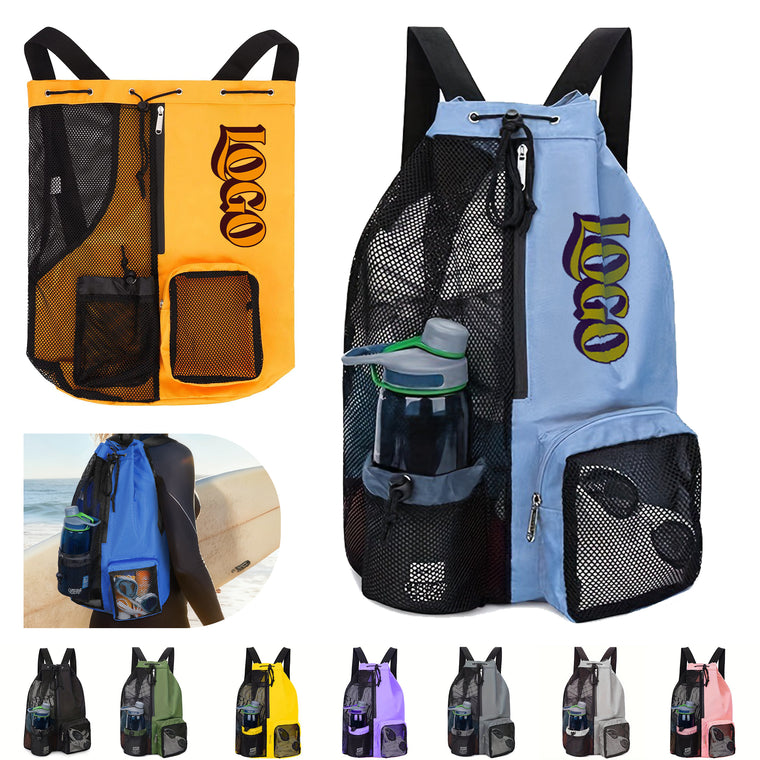 Swim Bag Mesh Drawstring Backpack