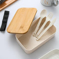 Wheat Straw Bamboo Lid Tableware Set Lunch Box