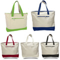 Super Strong Large Canvas Tote Bag With Zipper Pocket