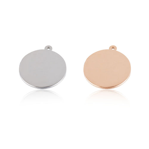 1.18 In Diameter Shiny Stainless Steel Round Pendant
