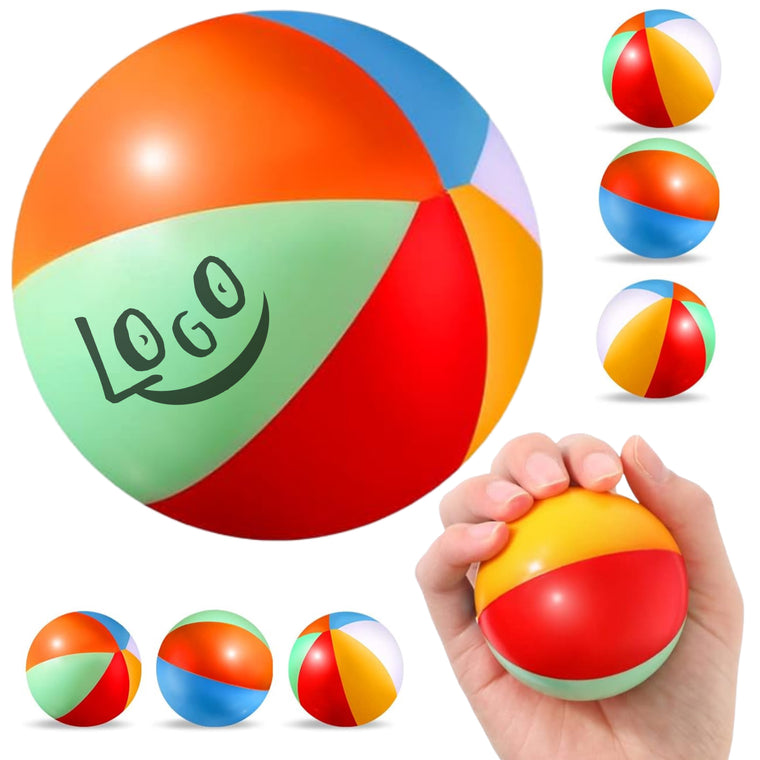 Custom 2.5 Inch Soft PU Foam Rainbow Beachball Stress Ball