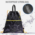 Waterproof Drawstring String Backpack With Zipper Pockets