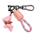 Cute Leather Bulldog Keychain For Purse Handbag Backpack Bag
