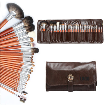 28 Professional Makeup Brush Set With Leather Case