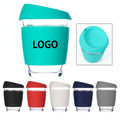8.5 Oz Glass Coffee Mug With Silicone Lid And Insulated Sleeve